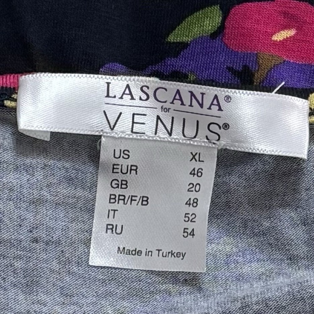 Lascana for Venus Navy Floral Handkerchief Hem Belted Jersey Knit Dress XL - Picture 8 of 11